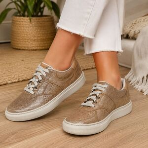 SAS High Street-X Womens 8.5 M Sunstone Metallic Leather Comfort Sneakers USA
